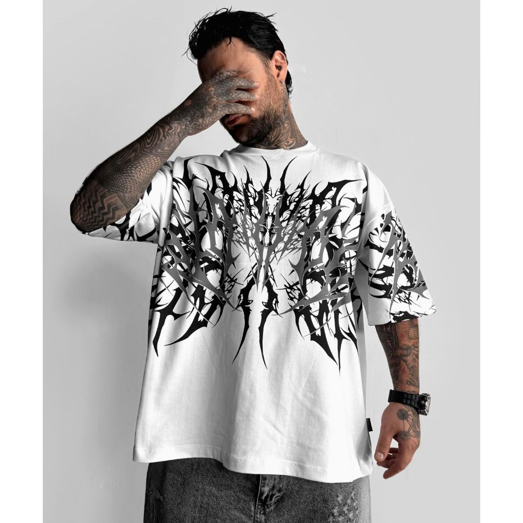 Camiseta oversized tribal flames Aftersoul streetwear unissex algodão plus size