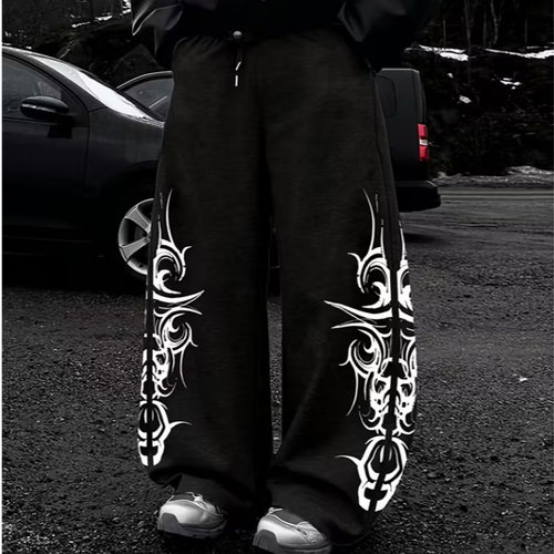 Calça Baggy Balão Wide Leg Reta Aesthetic Streetwear Unissex Punk Gothic Y2k Drip Masculino Moletom