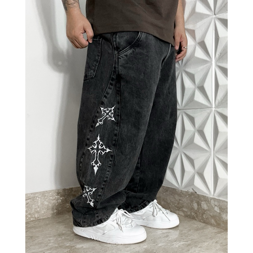 Calça Jeans Baggy Streetwear Balão Tripside “Three Cross” - Estonada