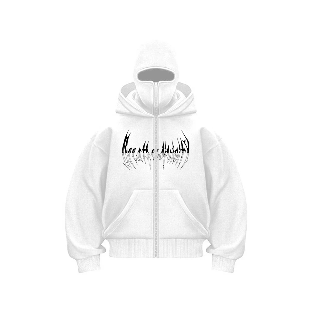 2025 outono inverno à prova de vento novo estilo duplo com capuz máscara Ninja moletom com capuz feminino masculino