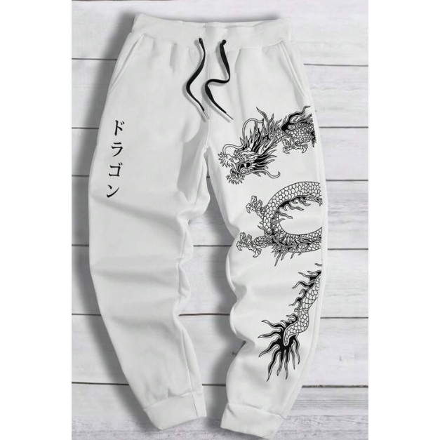 Calça Moletom Streetwer Estampada Dragão Unissex Novo!