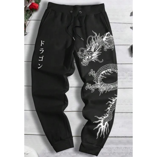 Calça Moletom Streetwer Estampada Dragão Unissex Novo!